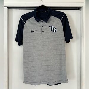 Tampa Bay Rays Nike MLB baseball dri fit gray grey and blue navy polo size S